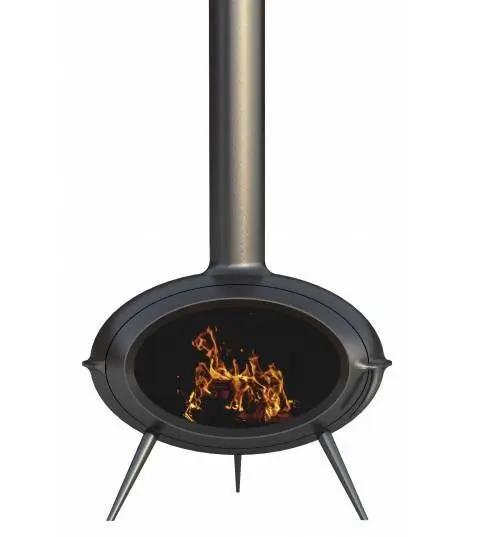 Poêle à bois Invicta Brio 7 kW – Design moderne sur 3 pieds, fonte anthracite, bûches 50 cm INVICTA
