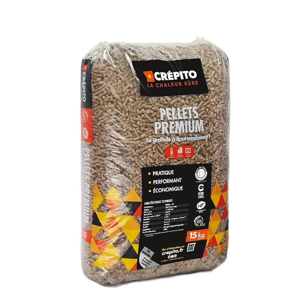 Granulés de bois Crépito DINplus – Palette 72 sacs de 15 kg – Pellets haute performance Crépito